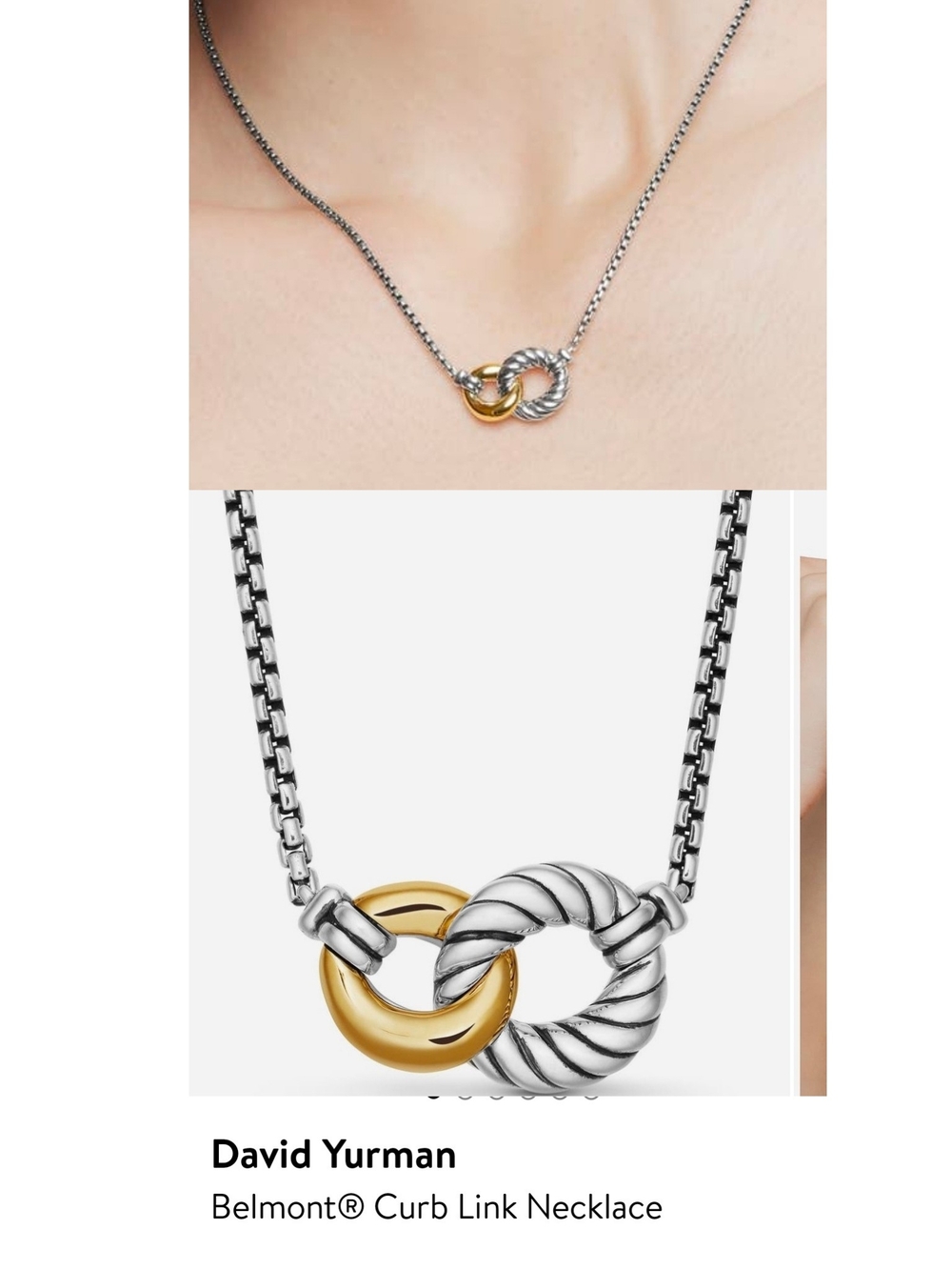 David Yurman Belmont Two-Tone Link Necklace in Silver and Gold. #280A